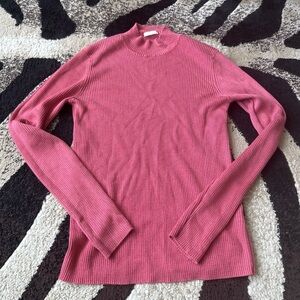 Aritzia Pink Ribbed Turtleneck Sweater